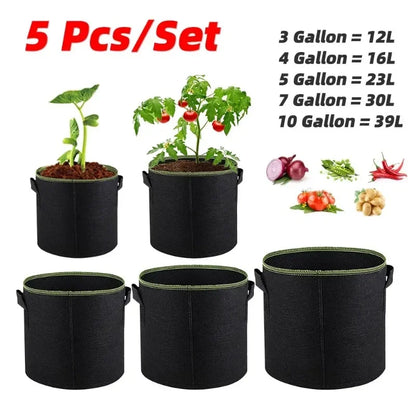 5Pcs  Grow Bags Gardening Fabric