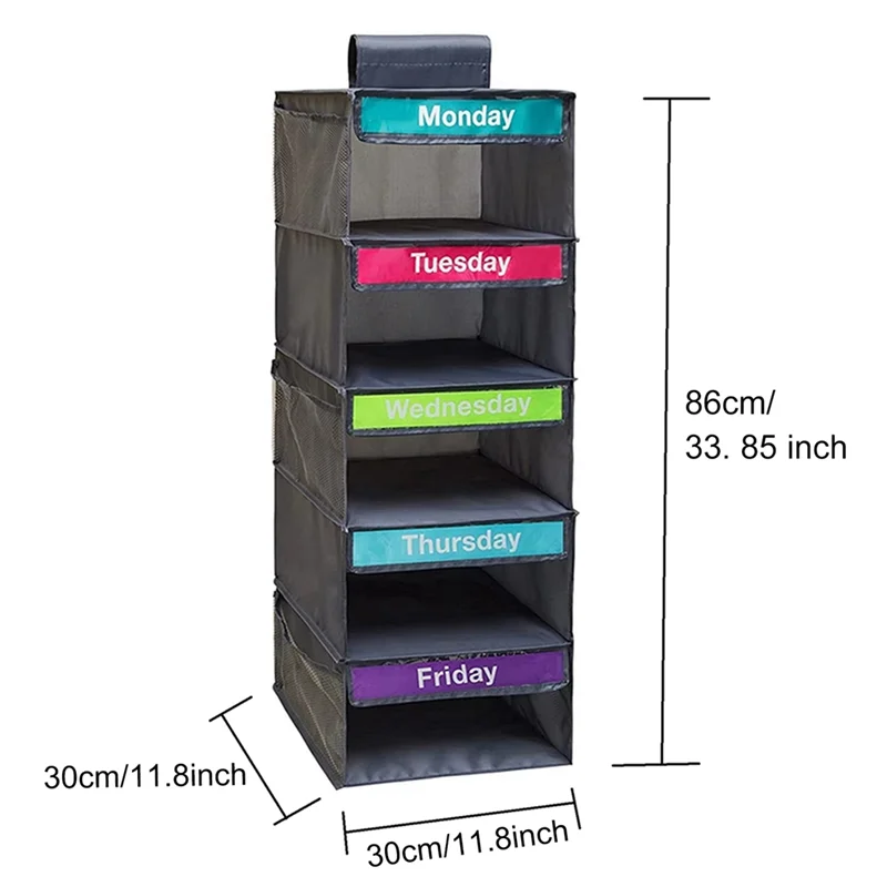 5 Side Pockets-Weekly Clothes Organizer