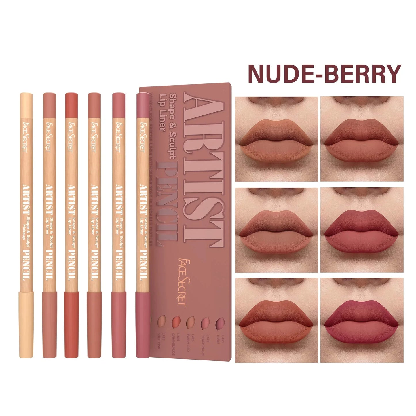 6pcs Velvet Matte Lip Liner Set