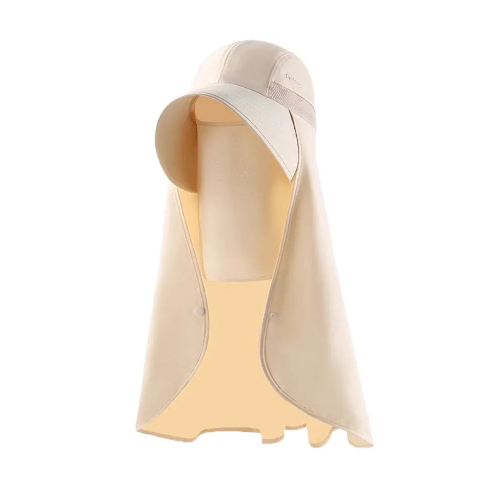 Sun hat with neck cape in Beige