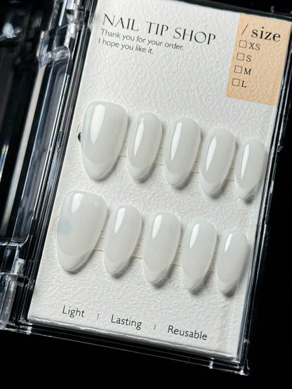 Almond-shaped French tip press-on nails