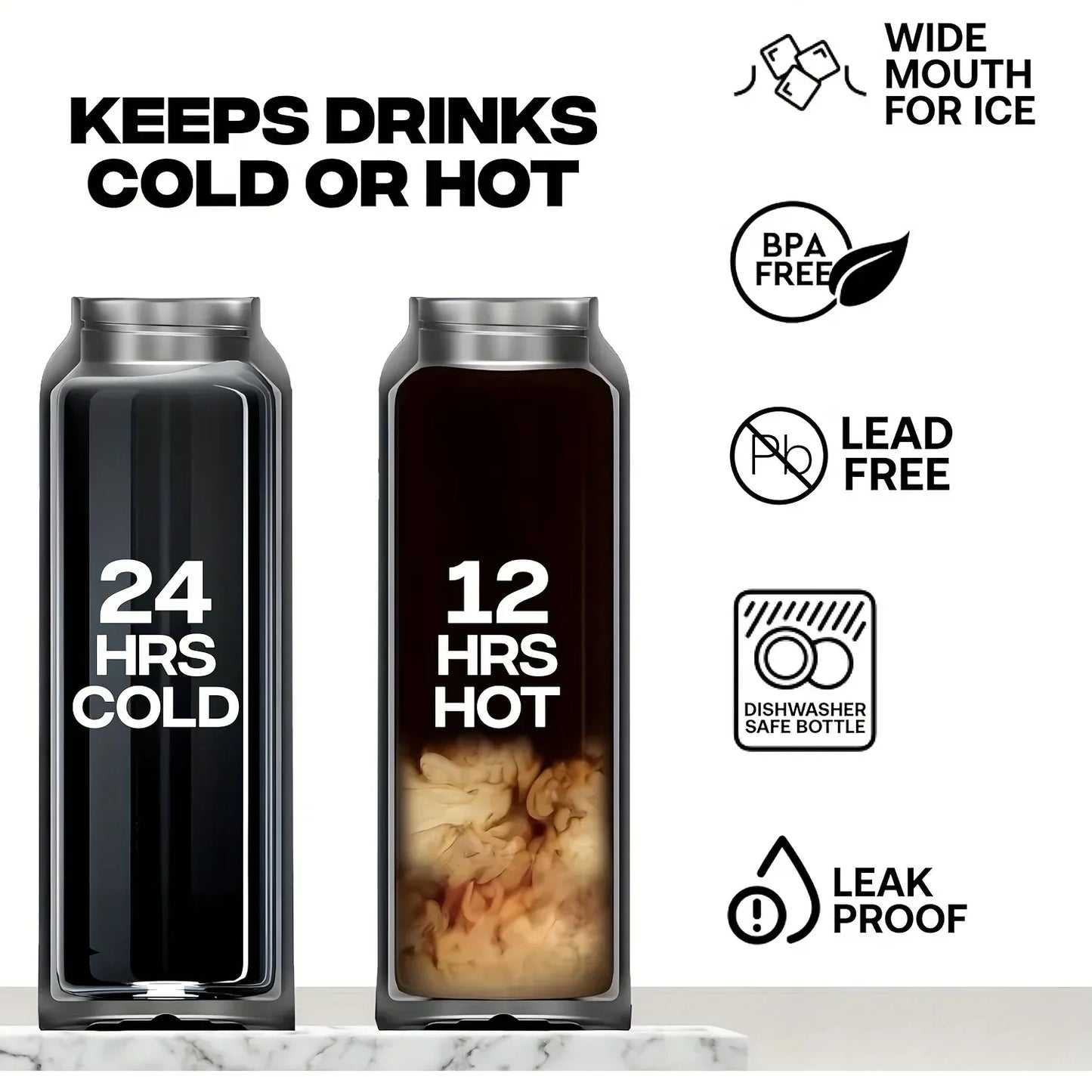 Stainless Steel Water Bottle with Phone Holder