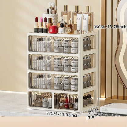 Cream Color Cosmetics Box, Multi-compartment Organizer