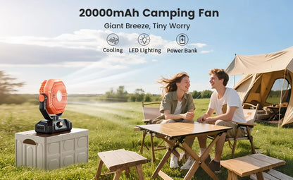 Rechargeable camping fan with LED lantern, view 7