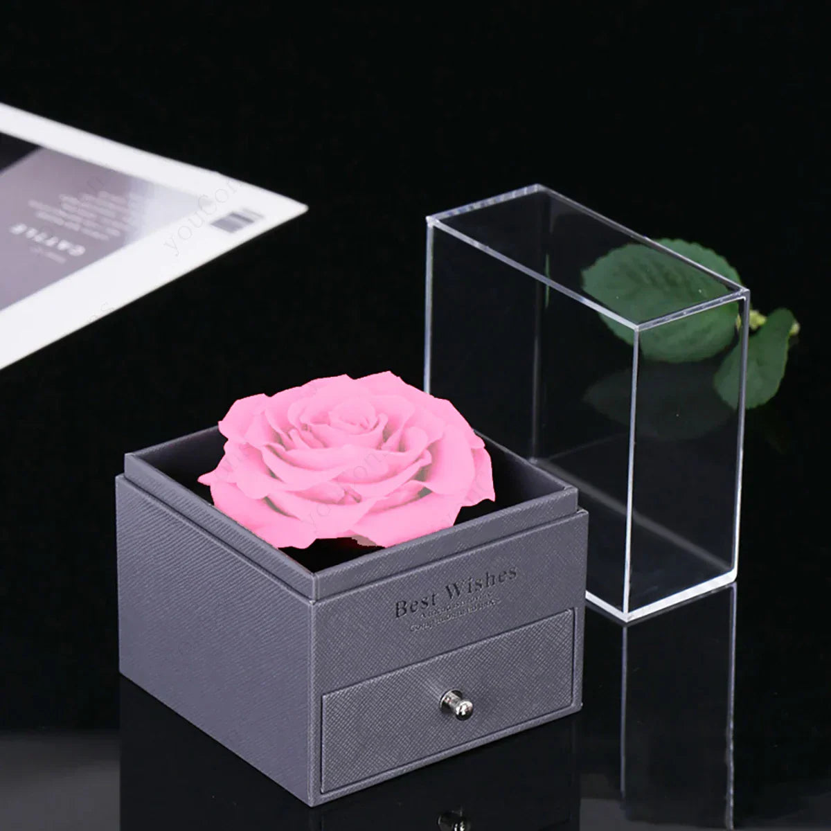 Pink Heart Pendant Necklaces With Rose Gift Box