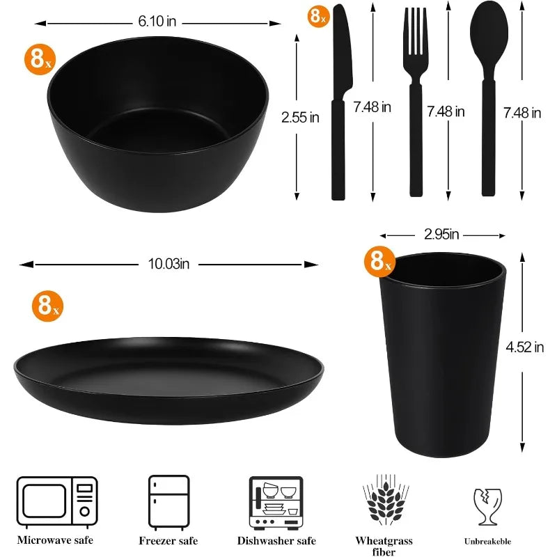 Plastic Wheat Straw Dinnerware Sets