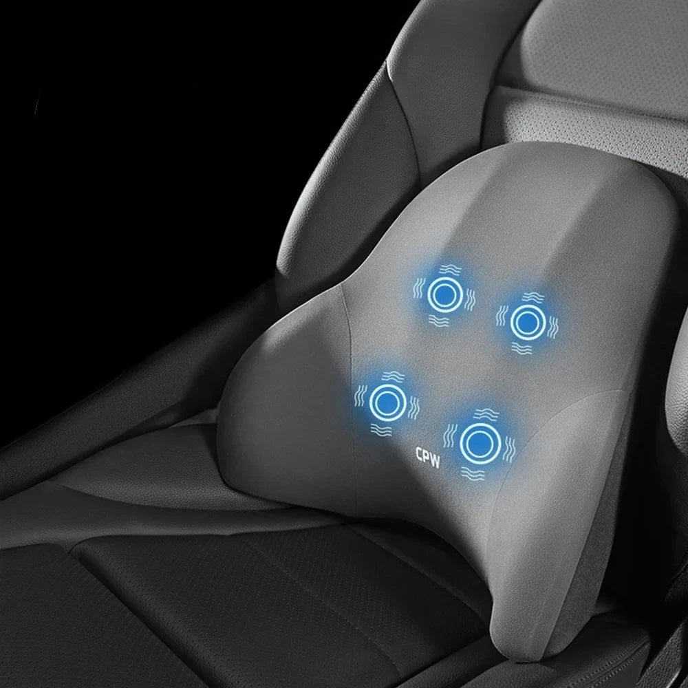 Relax on the go with our Car Massage Neck Pillow & Lumbar Support—vibrating comfort for your car or office to ease neck, back, and waist tension!