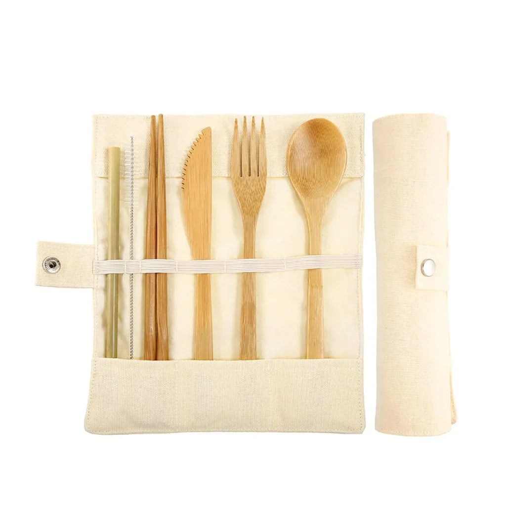 Bamboo Travel Cutlery Set with Carrying Case