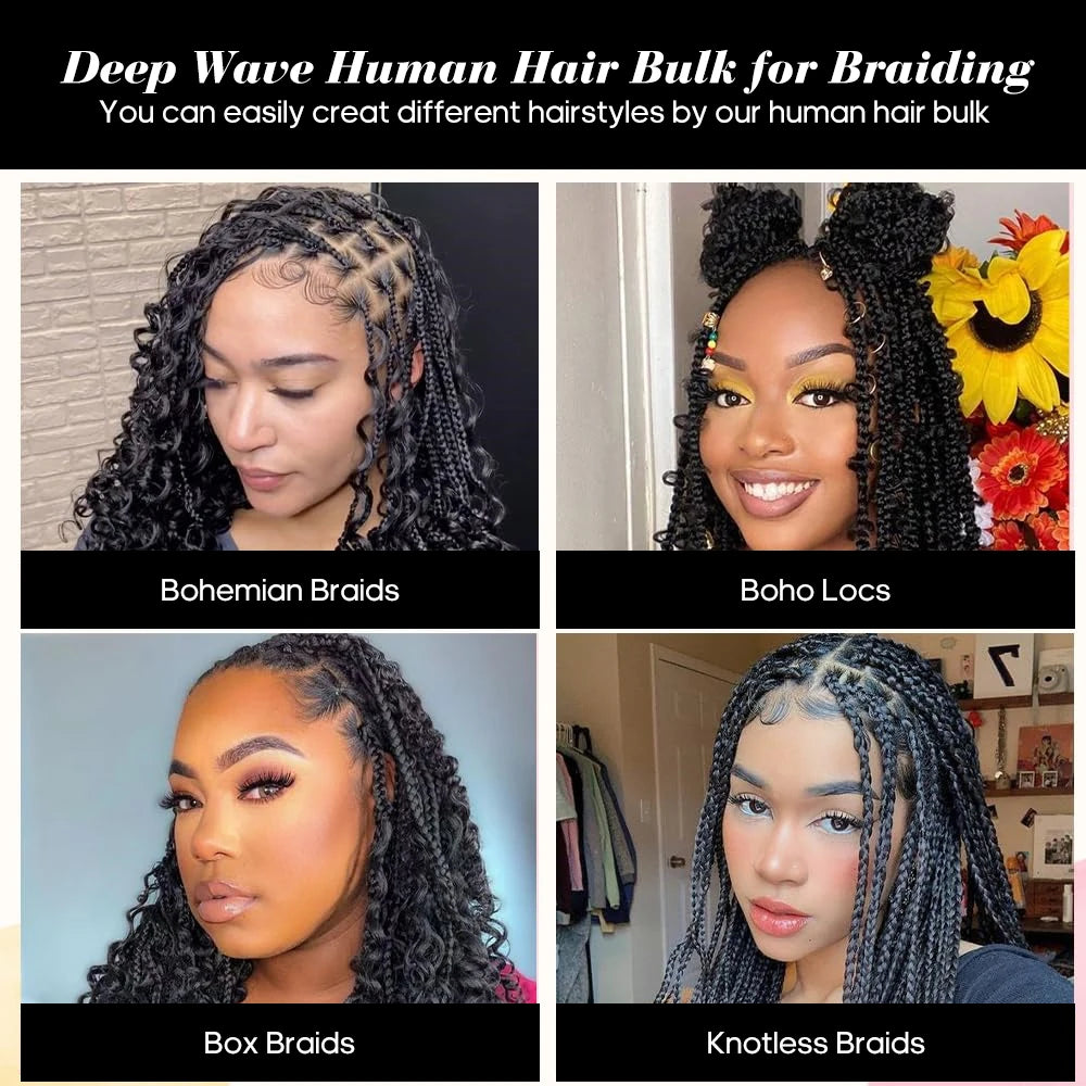 2 Bundles Human Braiding Hair for Boho Braids