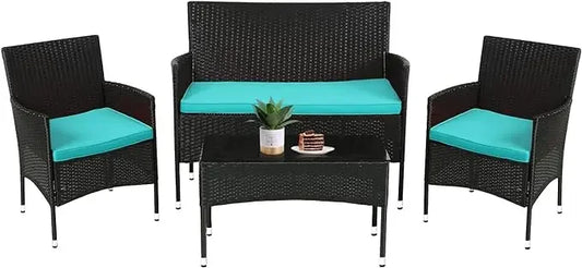 4 Pieces Outdoor Rattan Chair Wicker