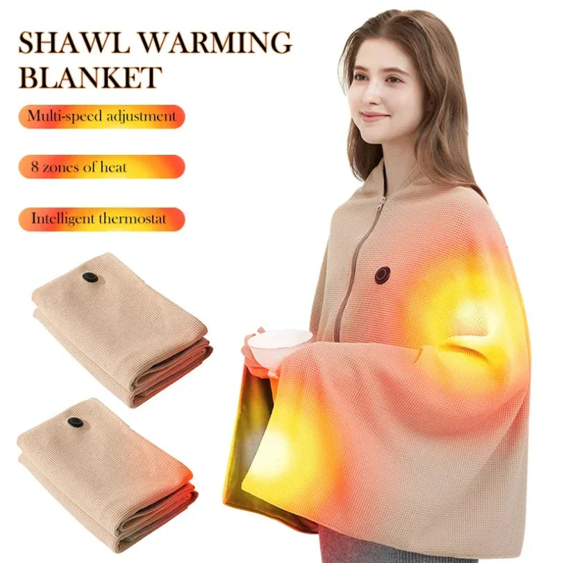 Cozy heated wrap blanket for chilly evenings, USB powered