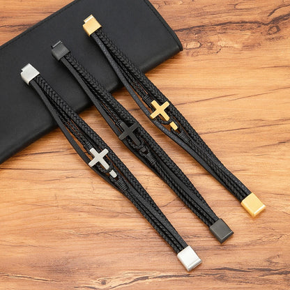 Cross Men's Leather Bracelets