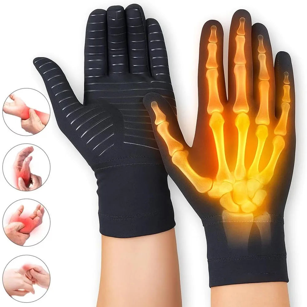 Half or full finger copper-infused knit support gloves