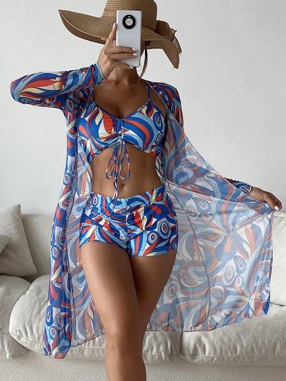3 Pieces Sexy Print Bikini