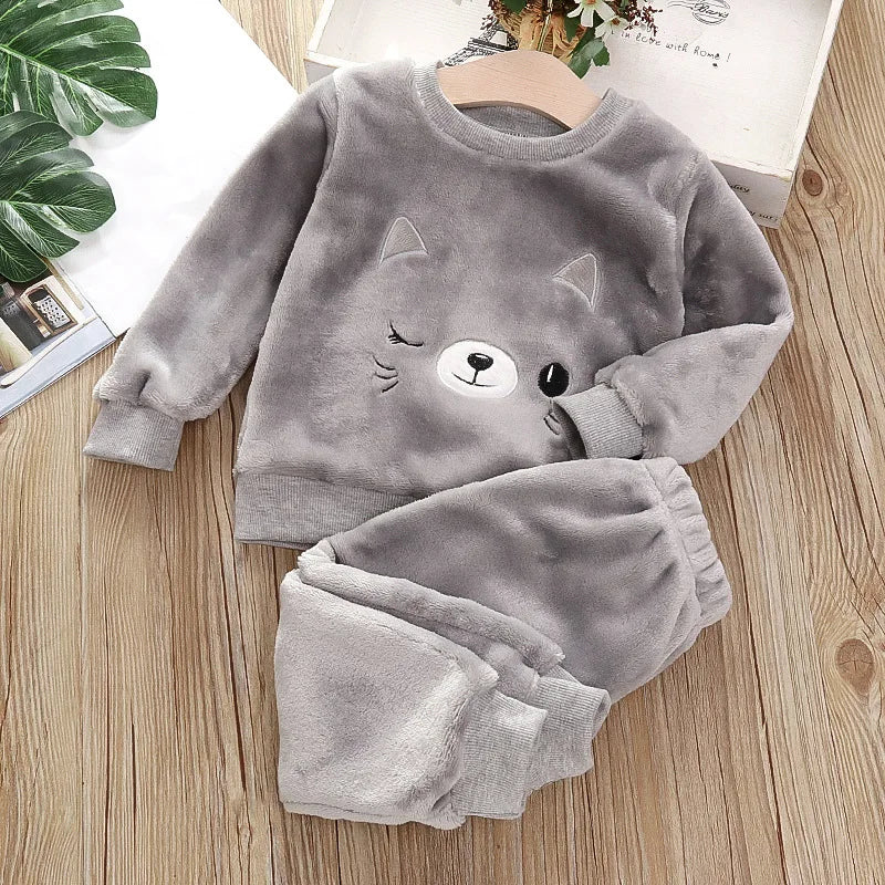 2Pcs Cozy Kids Winter Pajamas