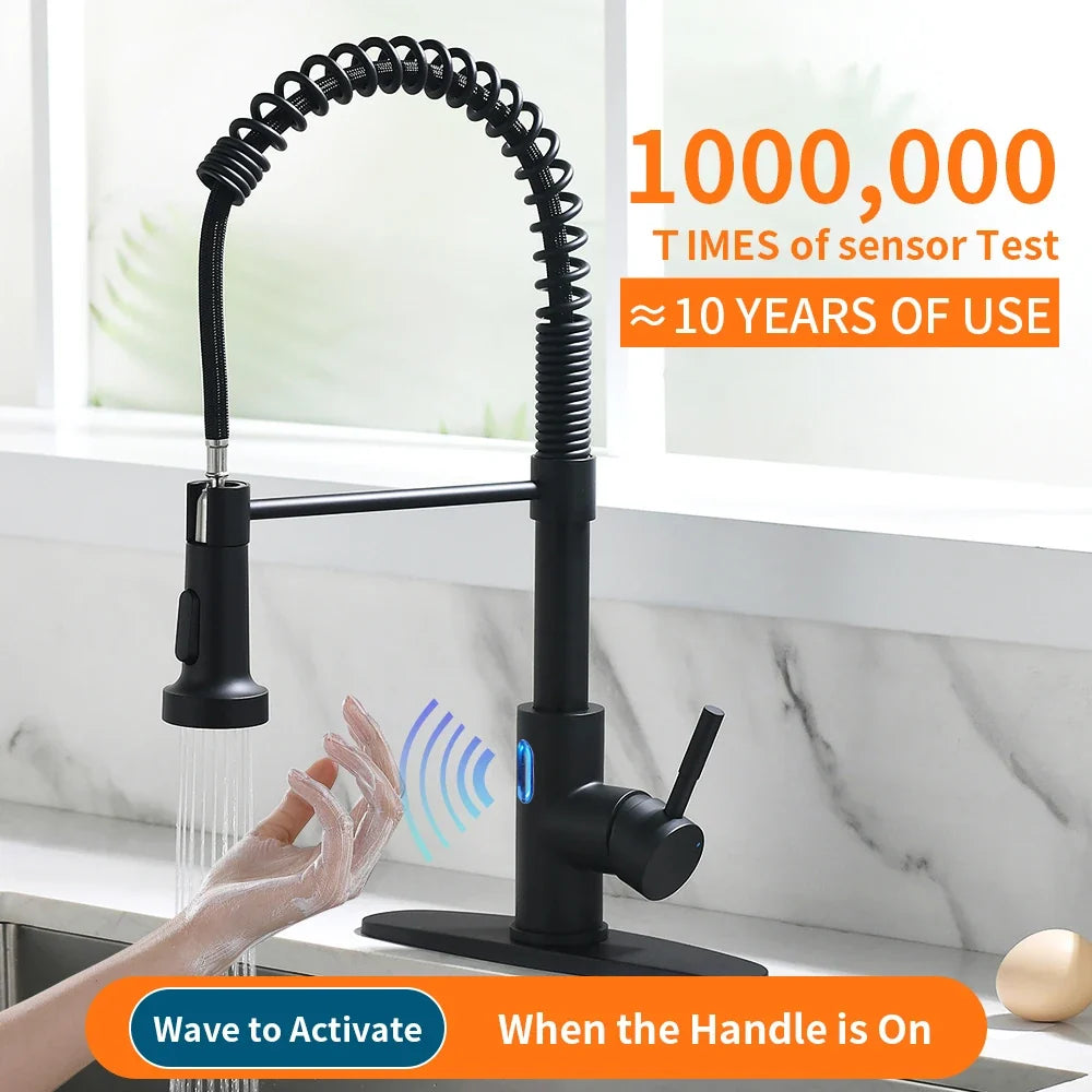 Touchless LED Light Kitchen Sink Faucet
