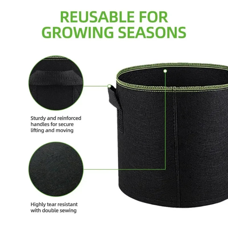 5Pcs  Grow Bags Gardening Fabric