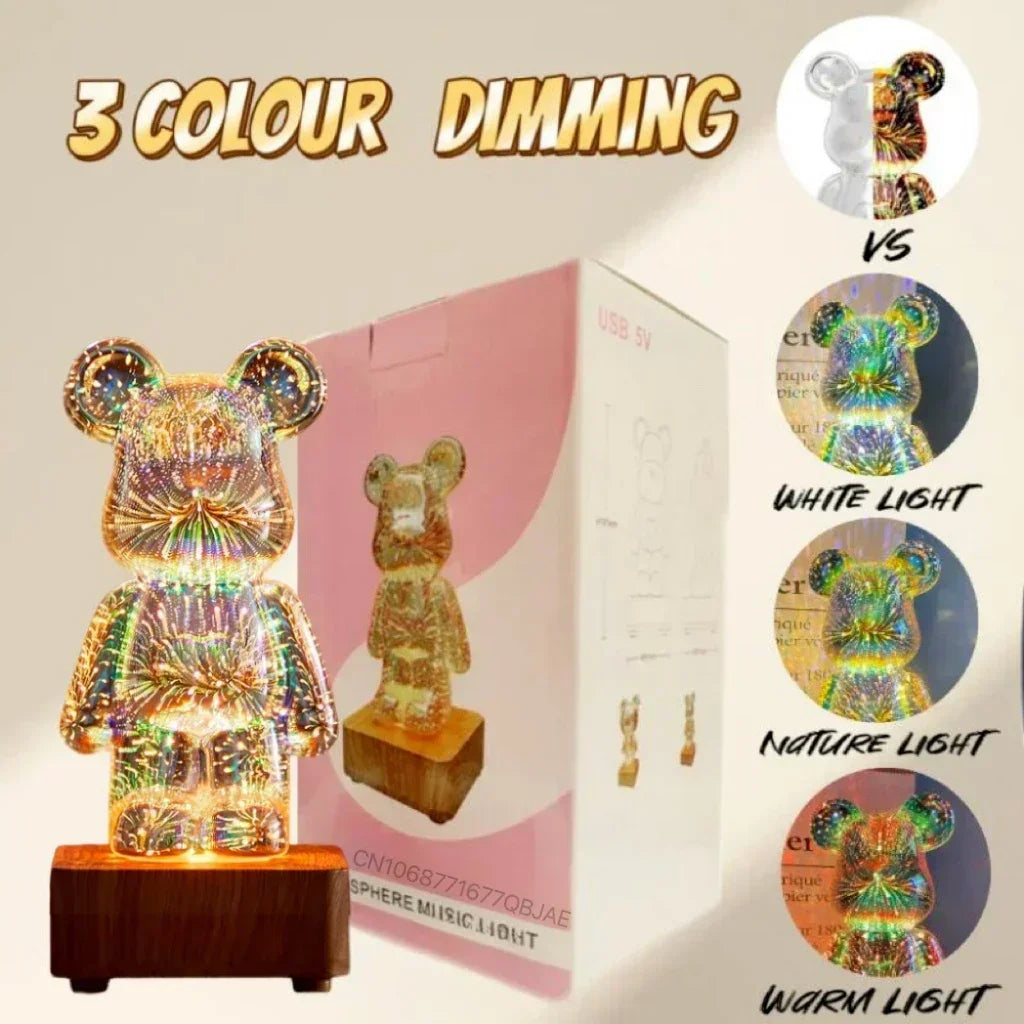 LED 3D Bear Firework Night Light
