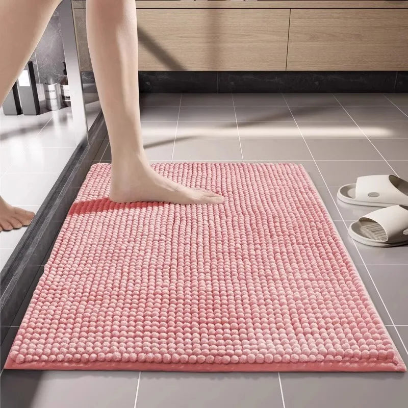 Chenille Bath Mat Water Absorbent Non Slip Rug