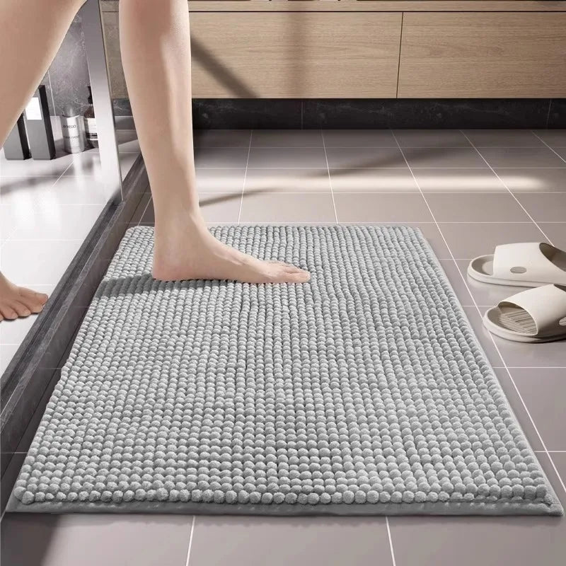 Chenille Bath Mat Water Absorbent Non Slip Rug