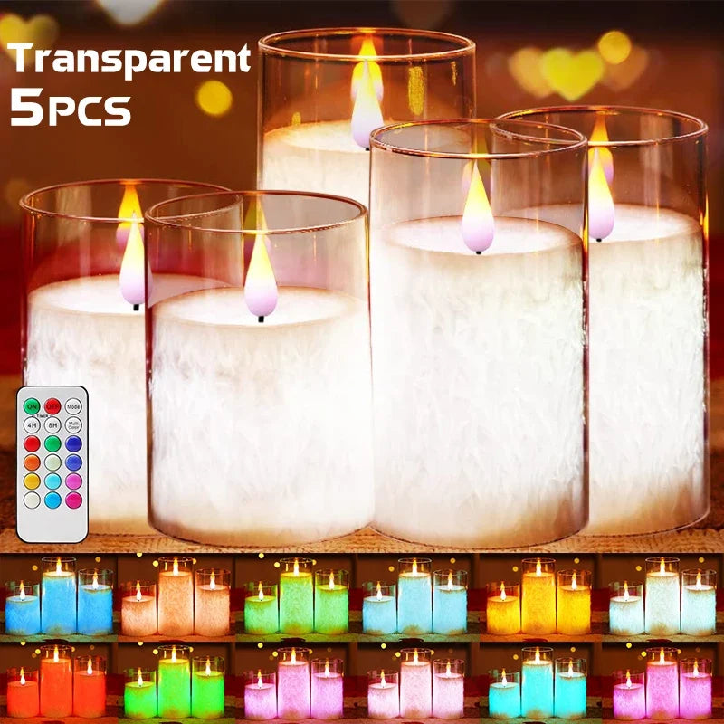 Acrylic Flameless Candles for Holiday Decor, 3 or 5 Pack