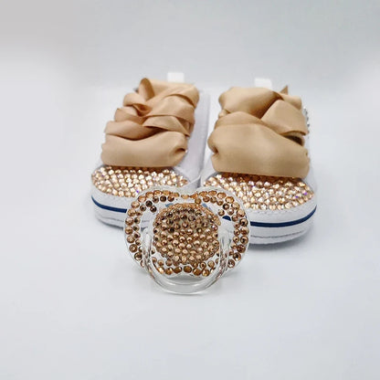 Diamond Baby Shoes Pacifier Set