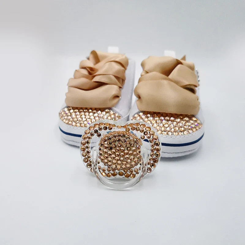 Diamond Baby Shoes Pacifier Set