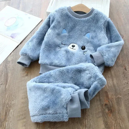 2Pcs Cozy Kids Winter Pajamas