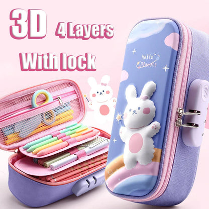 3D Large Capacity Unicorn Pencil Case