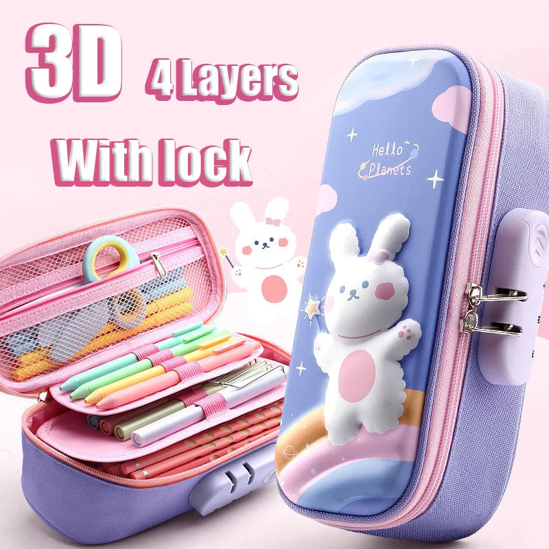 3D Large Capacity Unicorn Pencil Case