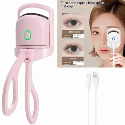 Portable electric heated eyelash curler comb