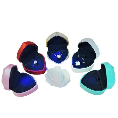 Heart Shaped LED Light Jewelry Box