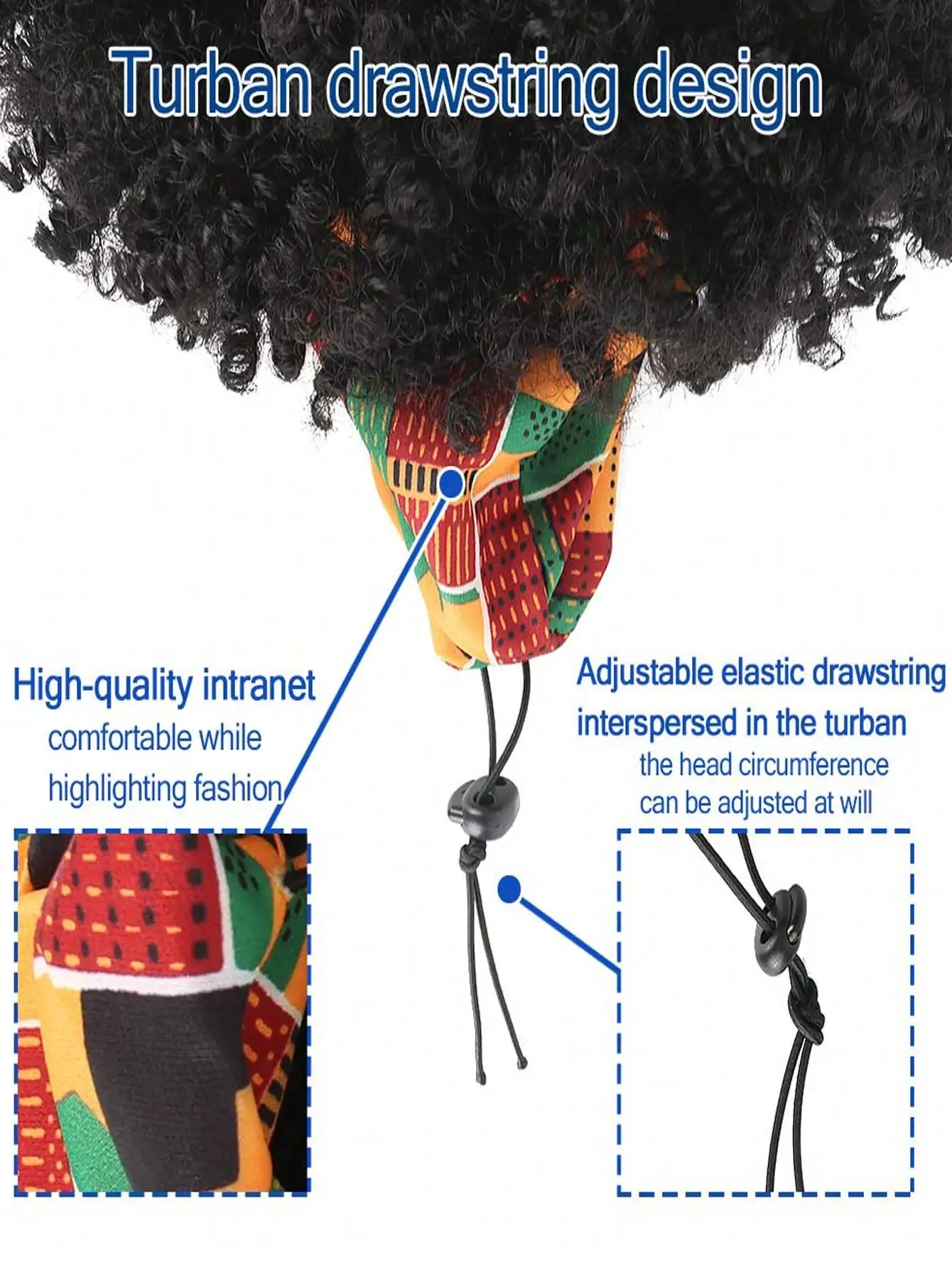 Black women's curly hair wig with headscarf
