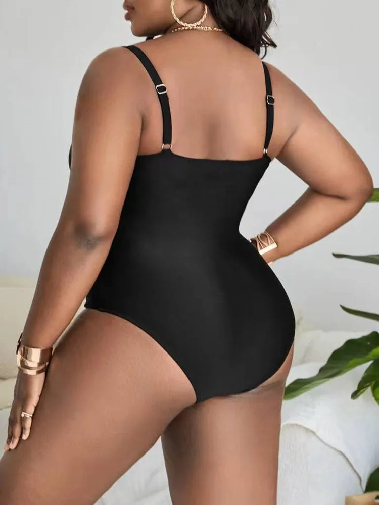 Plus size cutout swimsuit, view 4