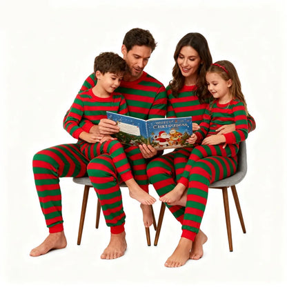Stripes Christmas Family Pajamas Set