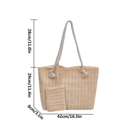 Large Capacity Straw Tote Bag