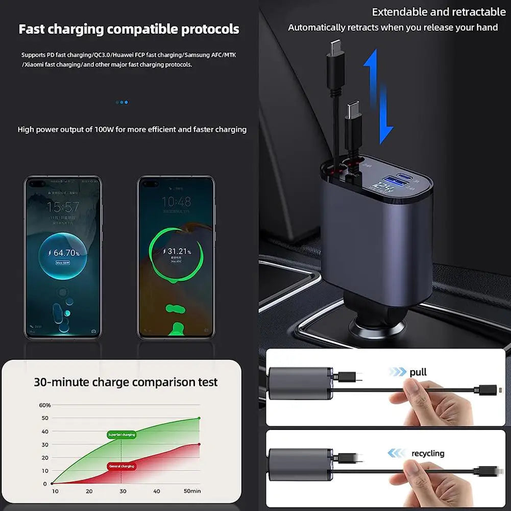 Retractable USB-C car charger, view 4