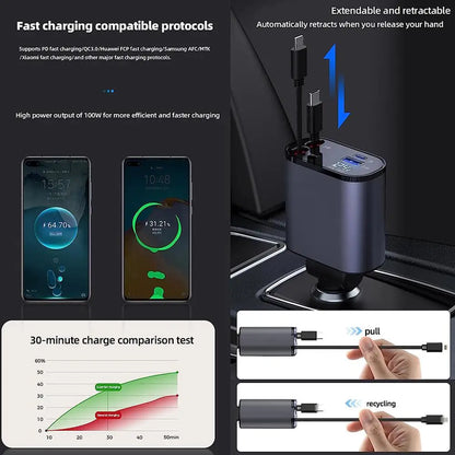 Retractable USB-C car charger, view 4