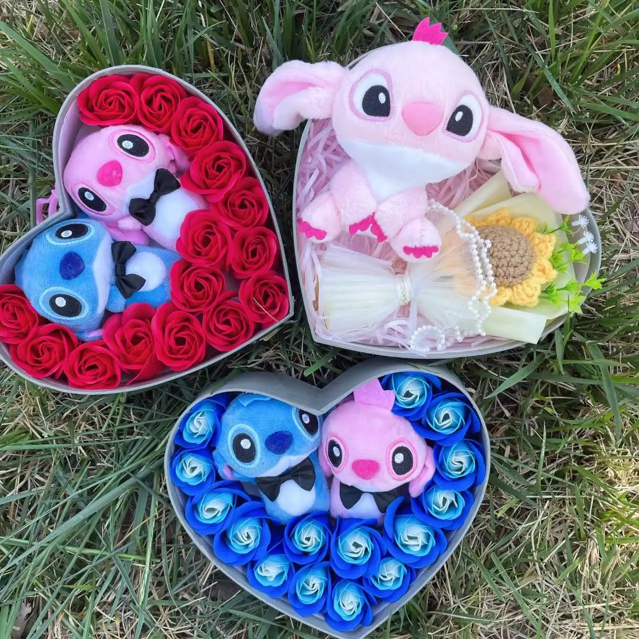 Anime Stitch Plush Doll Stuffed Animals Heart Gift Box