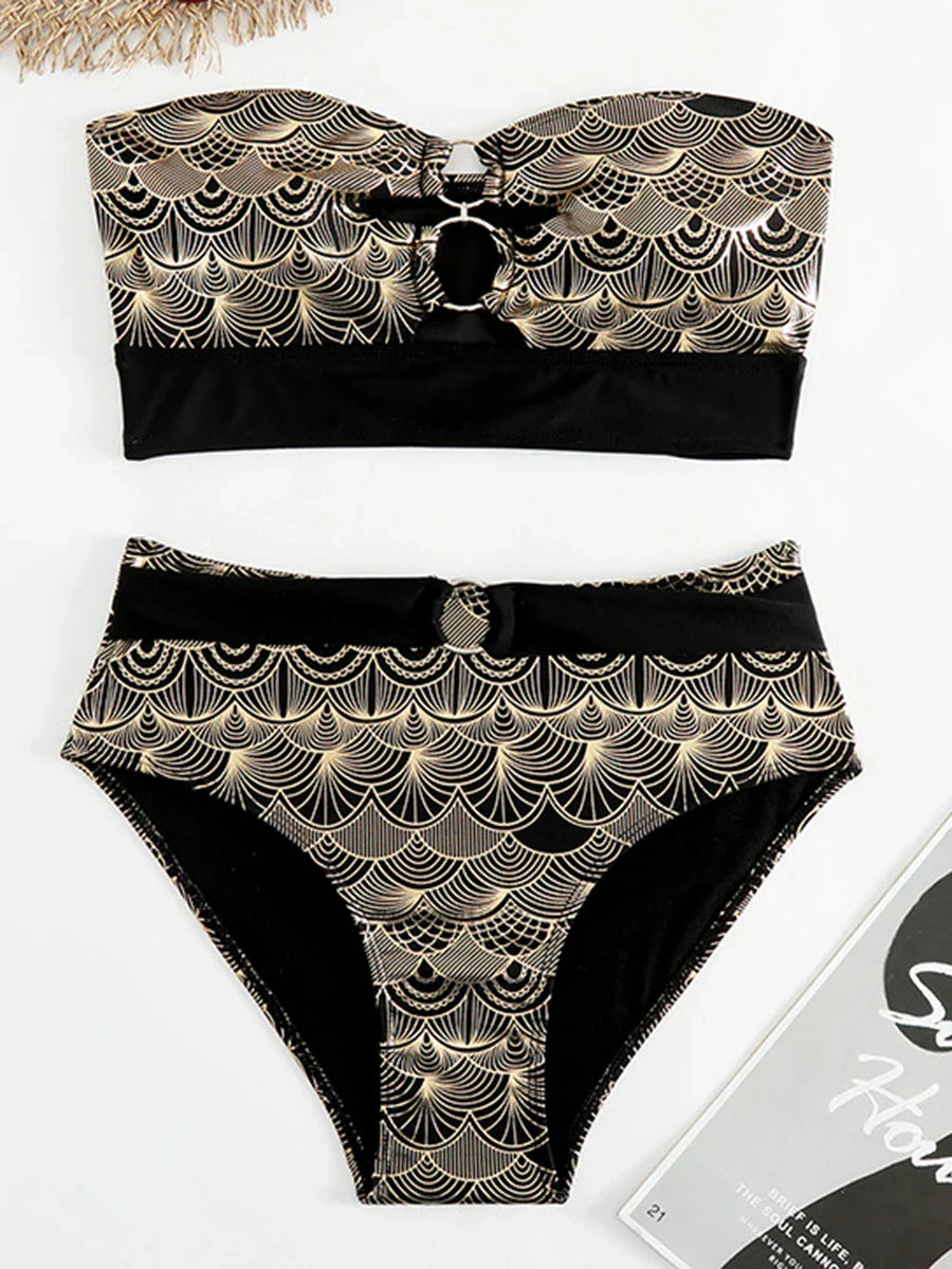 Metallic Stitch Push Up Bikini