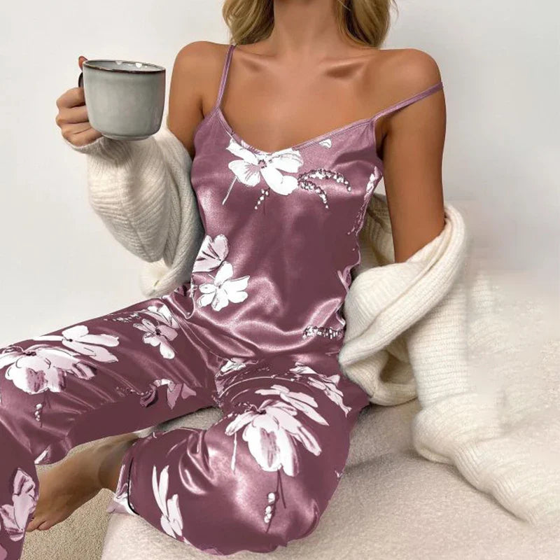 Women's Sexy Silk Pajamas Set