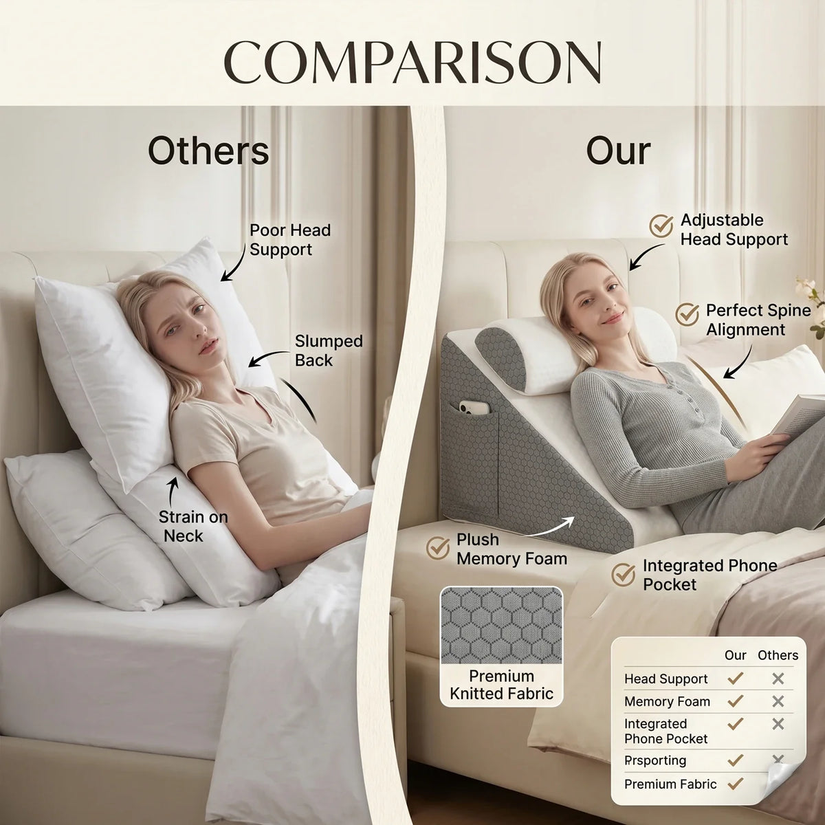 Memory foam wedge pillow, view 3