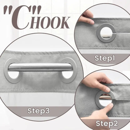 No Hook Shower Curtain with Snap-in Liner