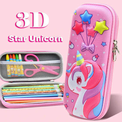 3D Large Capacity Unicorn Pencil Case