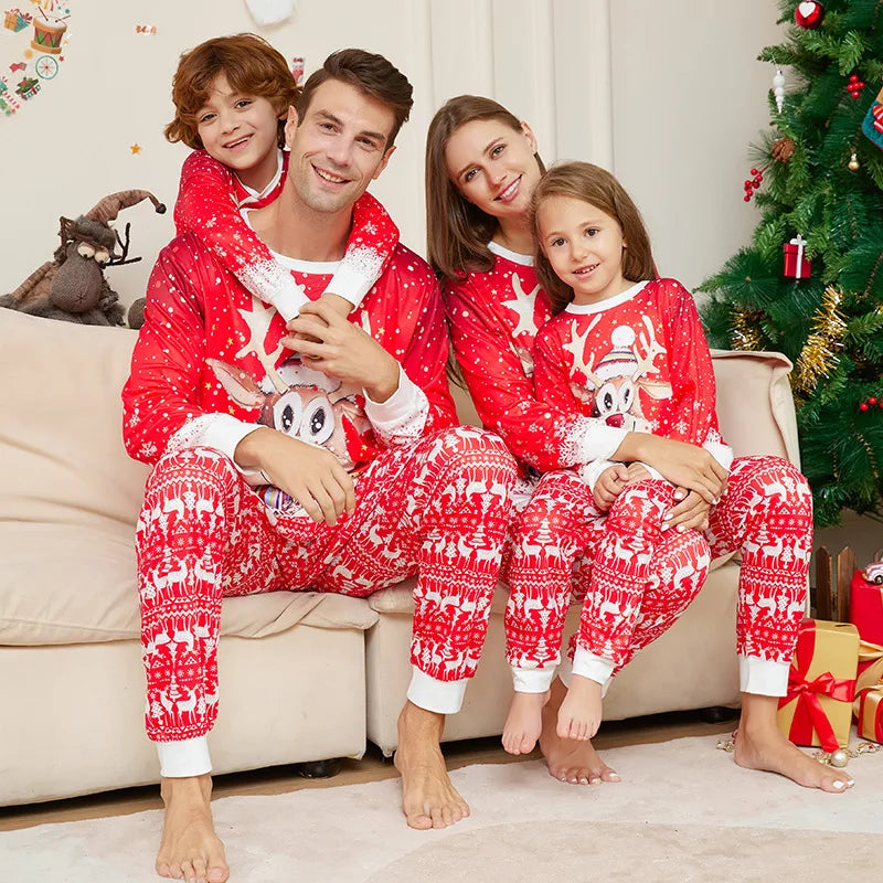 Reindeer Printed Xmas Family pajama Sets