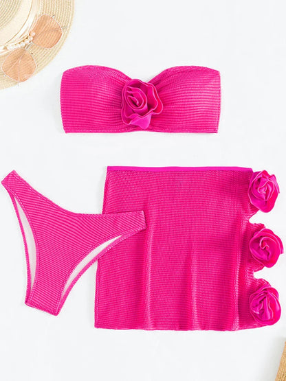 Rosette bandeau bikini set, view 6