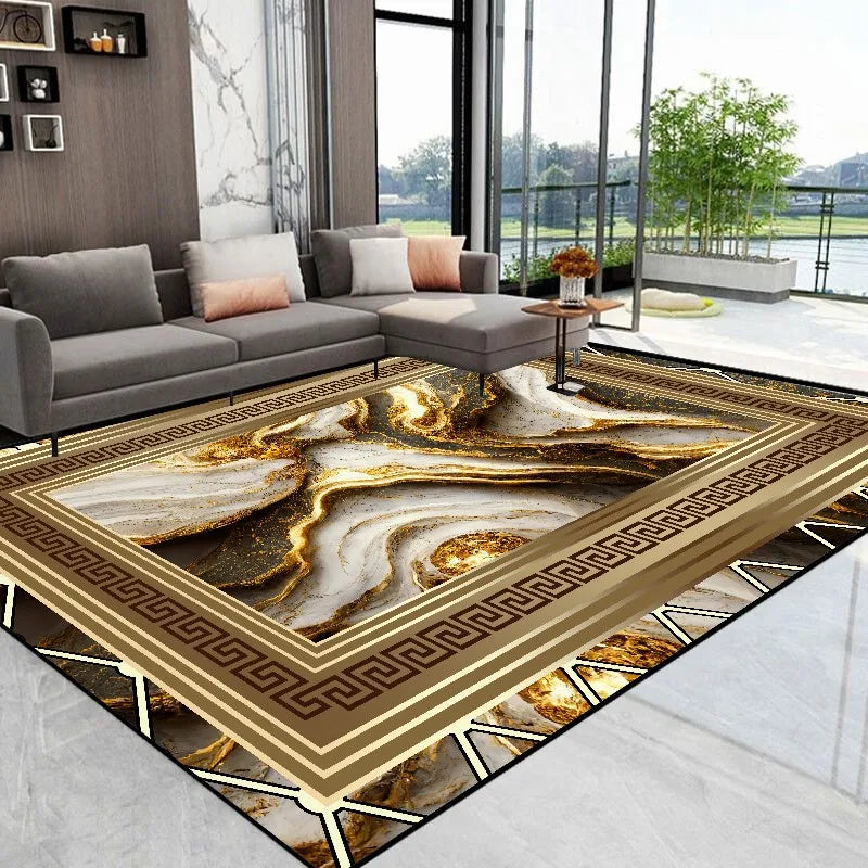 Luxury Golden Abstract marble Rugs