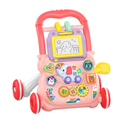 Cartoon Baby Push Walker Toy with Drawing Board Music