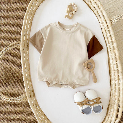 2Pcs Kids Solid Short Sleeve Elastic Waist Suit