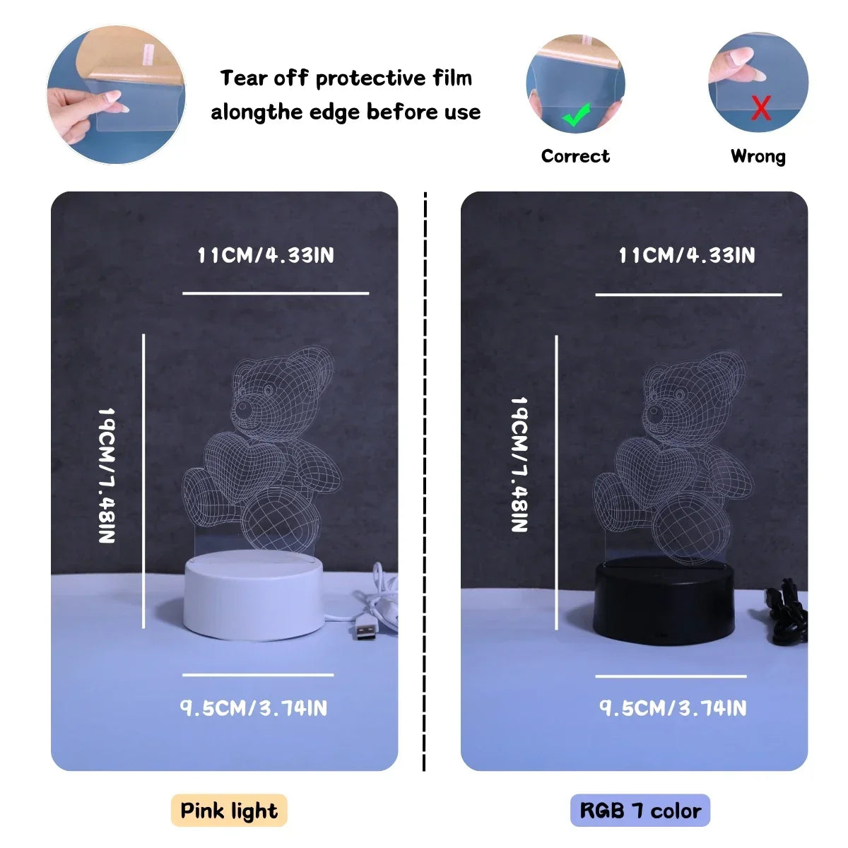 3D Night Light Bear